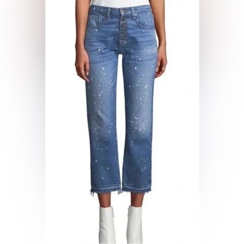 Veronica Beard Ines girlfriend cropped Jeans with Paint Splatter